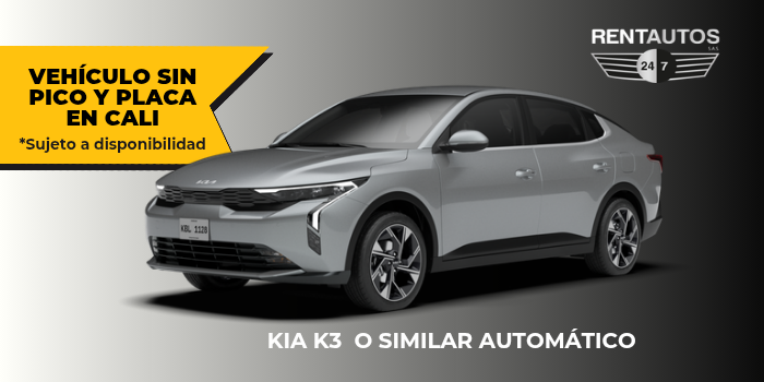 Kia K3 blindada negra disponible para alquiler de lujo en Cali
