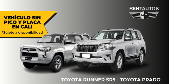 Toyota Prado blindada negra disponible para renta de lujo en Cali Colombia